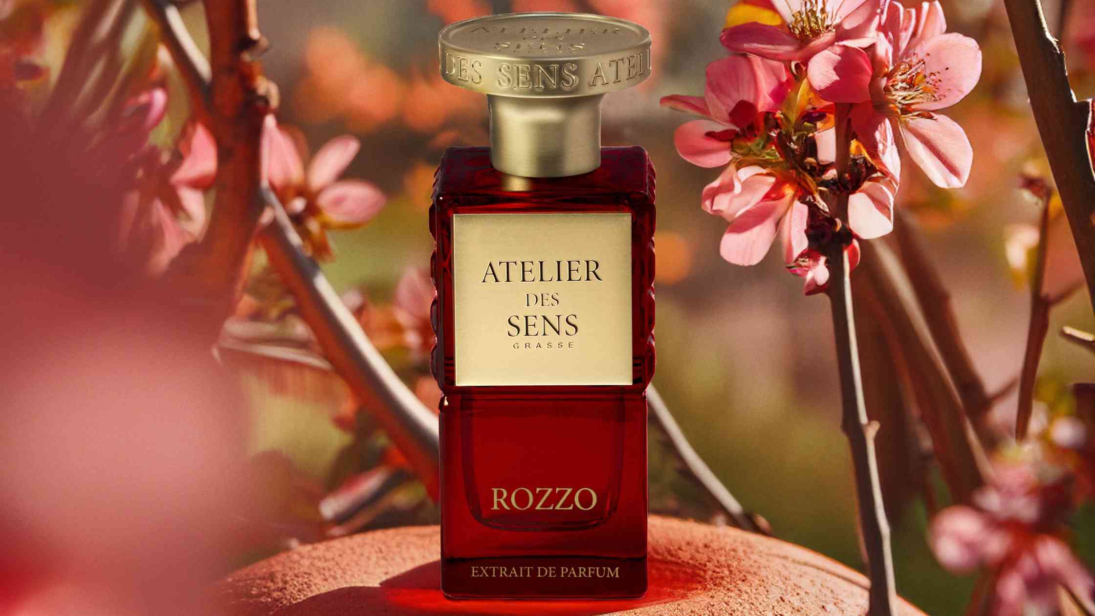 a bottle of best smelling french womens perfume on a stone